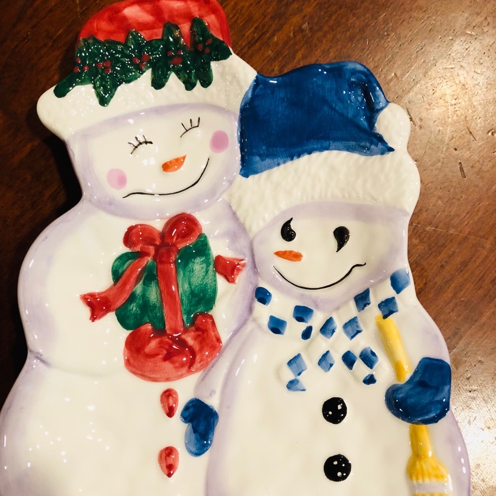 Bath and Body Works Snowman Couple Holiday Tray - Picture 1 of 6
